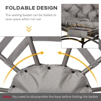 Outsunny Egg Chair with Soft Cushion, Steel Frame and Side Pocket, Garden Patio Basket Chair for Indoor, Outdoor, Brown(m-16)