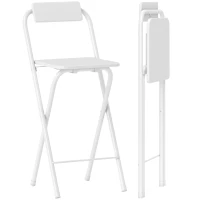 HOMCOM Barhocker 2er Set, Klappbar Barstuhl mit Stahlgestell, Lehne, Fußstütze Tresenhocker für Küche 37 x 45 x 87 cm Weiß(m-11)