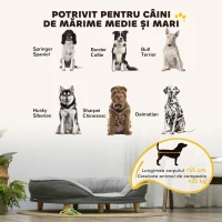 PawHut Canapea pentru câini cu tapițerie, pat pentru câini de talie mare și medie până la 25kg, 90x78x25cm, gri(m-4)