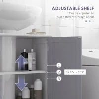 kleankin Bathroom Under-Sink Storage Cabinet, Space Saver Cabinet Organizer with Adjustable Shelf, Handles, Drain Hole, 60x60cm, White and Grey(m-6)