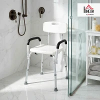 HOMCOM Adjustable Shower Chair, Shower Seat, Portable Medical Stool with Adjustable Back and Armrest for Mobility(m-9)