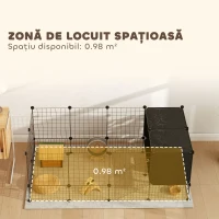 PawHut Cușcă pentru Animale Mici Modulară cu Căsuțe Ridicate pentru Porcușori de Guineea și Arici, Negru(m-6)