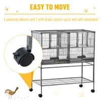 PawHut Wide Large Metal Bird Cage, Grey(m-6)