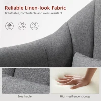 HOMCOM Swivel Linen Fabric Accent Chair for Living Room Contemporary Vanity Armchair with Adjustable Height Thick Cushion Lumbar Support Armrest for Bedroom Office Dark Grey(m-4)