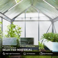 Outsunny 6 x 4ft Polycarbonate Greenhouse - Large Walk-In Green House with Sliding Door and Window, Garden Plants Growth House with Aluminium Frame and Foundation, Grey(m-5)