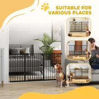 PawHut Dog Gate Stair Gate Pressure Fit Pets Barrier Auto Close for Doorway Hallway, 74-148cm Wide Adjustable, Black(m-8)