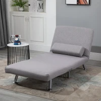 HOMCOM Adjustable Back Futon Sofa Chair - Grey(m-9)