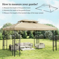 Outsunny Telo di Ricambio 4x3 m con Tetto Doppio, Fori di Drenaggio e Protezione UV, Bianco Crema(m-3)