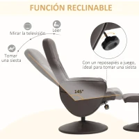 HOMCOM Sillón de Relax con Reposapiés Respaldo Reclinable hasta 145° para Salón Dormitorio Oficina 76x81x101 cm Marrón(m-4)