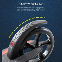 HOMCOM Foldable Kick Scooter with Double Shock Absorption and Big Wheels, Height Adjustable Aluminium Frame Big Wheel Scooter for 14+ Teens Adult - Black(m-7)