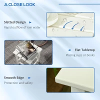 Outsunny Square Coffee Table, HDPE Tabletop and Frame for Porch, Garden, Side Table, 38 x 38 x 46 cm, White(m-6)