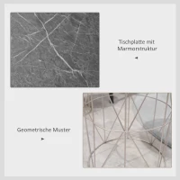 Outsunny 2er-Set Beistelltisch Stapelbar Gartentisch in Marmor Optik Balkontisch aus Metall, runder Kaffeetisch 50kg belastbar, Ø38x52,5 cm Sofatisch für Outdoor Indoor Balkon Rose+Gold+Grau(m-6)