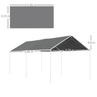 Outsunny Acoperiș de Carport 10 x 20ft, Prelată Rezistentă la UV cu Corzi Elastice, Gri Închis(m-3)