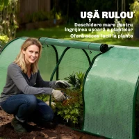 Sera Tunel Outsunny din Otel si cu Capac din PVC, 200x100x80 cm, Transparent si Verde(m-6)