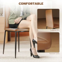 HOMCOM Set de 4 Sillas de Comedor Tapizadas de Piel Sintética con Respaldo Alto y Patas de Acero 41x50x97 cm Marrón(m-6)