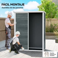 Outsunny Cobertizo de Jardín Exterior de Plástico 0,81 m² 134x68,5x170 cm con Suelo 2 Estantes Plegables Puertas con Pestillo(m-7)