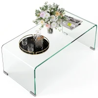HOMCOM Stabiler Couchtisch aus Glas, einteiliges Design, schlicht und modern, 80 x 45 x 35 cm, Transparent(m-11)