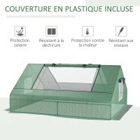 Outsunny Mini serre de jardin mini serre tunnel 180x140x80cm toit pointu acier PE haute densité 140 g/m² 2 grandes fenêtres vert foncé(m-4)