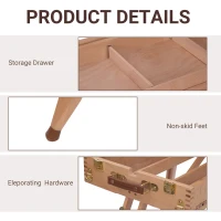 HOMCOM Wooden Art Easel Tripod Sketch Artist Painters Craft Portable Folding Drawing Board Lightweight - Natural Wood(m-6)