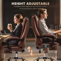 Vinsetto Office Chair with 6 Point Massage and Back Heat, Microfiber Desk Chair with Footrest Adjustable Height and Swivel Wheels, Back Reclining, Brown(m-8)