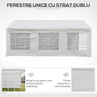 Outsunny Cort de Gradină cu Ferestre Laterale, Uși cu Balama și Copertină Anti UV, 600x300x280 cm, Alb(m-5)