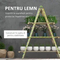 Outsunny Suport Vertical pentru Plante cu 3 Nivele din Lemn de Brad, 100x36x112 cm, Culoare Lemn Natural(m-6)