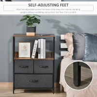 HOMCOM 3 Drawer Storage Chest Unit Home Cabinet w/ Shelves Home Living Room Bedroom Entryway Living Furniture, Black(m-7)