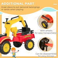 HOMCOM Kids Children Pedal Go Kart Ride On Toy Car Excavator Tractor w/ Moving Bucket Steering Wheel Removable Digger For 3 - 6 Years(m-7)