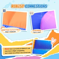 Outsunny Kids Rainbow Bouncy Castle & Pool House Inflatable Trampoline w/ Blower Pump(m-8)