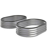 Outsunny Juego de 2 Jardineras Exterior Grandes de Acero Galvanizado Huertos Urbanos para Terraza Jardín 135x90x30 cm Plateado