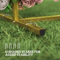 Outsunny Wedding Arch Backdrop Stand, Square Metal Arch Frame with U-shaped Stakes, Gold Wedding Arch, 6.6 FT(m-6)