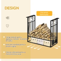 HOMCOM Suport lemne 4 scule din otel Max. 100kg negru(m-5)
