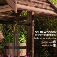 Outsunny Wood Wishing Well for Outside with Hanging Bucket, Wishing Well Planter with Drain Hole for Garden Patio, Carbonized(m-6)