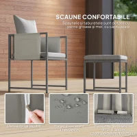 Outsunny Set Mobilier de Grădină din 9 Piese cu Masă, 4 Fotolii și 4 Scaune, 110x110x75 cm, Gri(m-5)