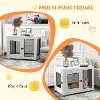 PawHut 2-in-1 Dog Cage & Side Table, with Two Doors, Cushion, for Large Dogs(m-5)