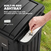 Outsunny 110 L Outdoor Bin with Dual Lid, Waterproof Plastic Trash Bin with Ashtray and Drip Tray, Garden Waste Trash Bin, Black(m-6)