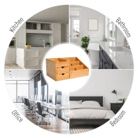 HOMCOM Organiser Holder Multi-Function Storage Caddy Drawers Home Office Stationary Supplies 7 Storage Compartments and 2 Drawers Natural Bamboo(m-7)