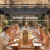 Outsunny Pérgola de Jardín 6x3 m con Techo Retráctil Protección UPF50+ Drenaje Cenador de Jardín para Patio Exterior Gris Oscuro(m-4)