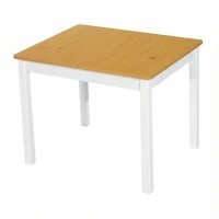 HOMCOM Mesa y Sillas Infantiles de 4 Piezas Mesa Infantil con 2 Sillas y Banco con Almacenaje Juego de Muebles para Actividades para Niños de +3 Años para Dormitorio Sala de Juegos Blanco y Natural(m-8)