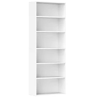 HOMCOM Bibliotecă raft de depozitare 6 niveluri cu polițe reglabile pentru living, dormitor, birou, 60x24x158,5cm, alb(m-1)