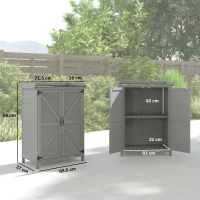 Outsunny Wooden Garden Shed, Garden Tool Storage Shed with Shelf and Side Hooks, 71.5 x 39 x 95 cm, Grey(m-3)