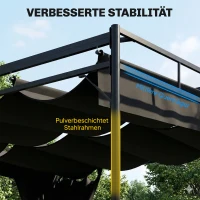 Outsunny Pergola Pavillon 3x3m Wasserabweisend Sonnenschutz mit verstellbares Schiebedach Vorhängen, freistehend(m-6)