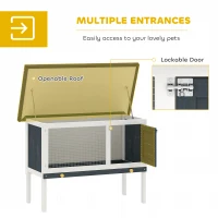 PawHut Wooden Rabbit Hutch Guinea Pig Hutch Bunny Cage Small Animal Habitat Openable Asphalt Roof for Outdoor Use 90 x 45 x 65 cm(m-16)