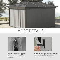 Outsunny Replacement Gazebo Curtains - 4-Panel Side Panels Only for 3 x 3 M Gazebos or Pergolas, with Hooks/C-Rings Included, Light Grey(m-5)