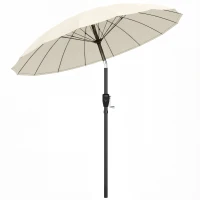 Outsunny 2 m Shanghai Garden Parasol Umbrella with 16 Fibreglass Ribs, Outdoor Parasol Sun Shade with Crank & Tilt, Cream White(m-11)