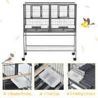 PawHut Wide Large Metal Bird Cage, Grey(m-4)