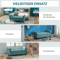 HOMCOM Sitzbank im Vintage-Design, Sitzbank mit Stauraum, Samtoptik, Grün(m-7)
