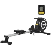 HOMCOM Indoor Body Health & Fitness Adjustable Magnetic Rowing Machine Rower with LCD Digital Monitor & Wheels for Home, Office, Gym(m-1)