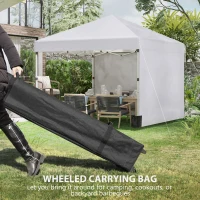 Outsunny 3 x 3 (M) Pop Up Gazebo - UPF 30+ with 2 Sidewalls, Leg Weight Bags, and Wheeled Bag, Height Adjustable Party Tent Event Shelter for Garden, Patio, White(m-8)