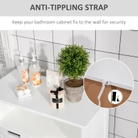 kleankin Free Standing Bathroom Cabinet, Floor Storage Cupboard with 2 Drawers Adjustable Shelf, White(m-7)